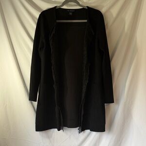 Joan Vass Black Open Front Trench Coat